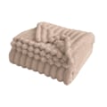 Miniatyrbillede 1 af 5: Sommer AC Flanel Tæppe Fortykket Dobbeltsidet Plys Stribet Tekstur Ensfarvet Kontor Lur Hjem Seng Sofa Rejse Hyggeligt Varmt Vintertæppe Khaki 100cm