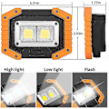 Miniatyrbild 3 av 3: Led Arbetslampa. Uppladdningsbar Strålkastare Cob Bärbar 30w 2000lumen Med 3