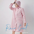 Miniatyrbild 3 av 5: Enfärgad Regnrock Vattentät 210D Polyestertyg Unisex Regnjacka för Utomhusbruk Pink XL