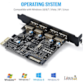 Miniatyrbild 2 av 5: Usb3.0 4-Port Expansionskort Pci-E Till Usb 3.0 Typ-A Expansionskort Med 15-Pin Sata Strömkontakt