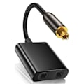 Miniatyrbild 5 av 5: Optisk fiberkabel splitter 2 i 1 Toslink-omvandlare för HDTV DVD Digital TV Sound Bar Förstärkare, Guldpläterad port