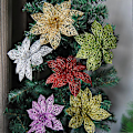 Miniatyrbild 3 av 4: 10 st Små Julstjärna Ihåliga Simuleringsblommor Konstgjorda Blommor Konstgjorda Glitterblommor