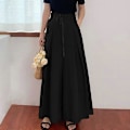 Miniatyrbillede 5 af 5: Dame Culottes Brede Ben Palazzo Lange Bukser Dame Pull On Bukser Nederdele Khaki 4xl