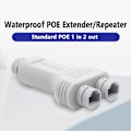 Miniatyrbild 4 av 5: 2 Port 1 in 2 ut Vattentät POE Förlängare 10/100Mbps Utomhus 30W