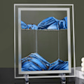 Miniatyrbild 5 av 5: Elegant 3D Effekt Timglas Målning Vacker Skapar Atmosfär Glas Rörlig Sand Bild för Skrivbord Yellow 10Inch
