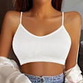 Pikkukuva 4 / 5: Naisten pehmustetut rintaliivit toppi spagettiolkaimilla Bralette Crop Top Saumattomat rintaliivit Topit Black m