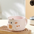 Miniatyrbild 5 av 5: Keramisk kattmugg - Staplad vattenkopp med kattöron-design, Brun