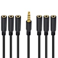 Miniatyrbillede 3 af 5: 4-polet TRRS han til 5 porte Aux kabel øretelefon mikrofon lydadapter