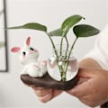 Miniatyrbild 3 av 5: B Tecknad Söt Kanin Hydroponisk Blomvas för Heminredning
