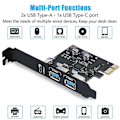 Miniatyrbild 2 av 5: USB PCIE-kort 18W Power Delivery, PCI Express 3 Portar