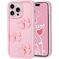 Miniatyrbillede 1 af 5: 2025 Søde Etuier til iPhone 16 Pro Max Pink 3D Sløjfe Design Blødt Stødsikkert Beskyttende Telefoncover til Piger Kvinder