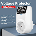 Miniatyrbild 5 av 5: LED-display Spänningsskydd Uttag AC 230V Justerbart 16A Strömskydd Uttag med Automatisk Återställningsfunktion EU-kontakt