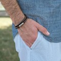 Miniatyrbild 3 av 5: Läderarmband för män | Äkta flätad lädermanschett