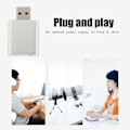 Miniatyrbild 3 av 3: 7.1-kanals extern USB 2.0 till 3,5 mm stereo ljudkort mikrofonadapter högtalare (silver)