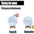 Miniatyrbild 2 av 4: Moon Lamp 2023 Upgrade with Timer 3D Printing Moon Night Light 16 Colors with Wooden Stand Remote & Touch Control and USB Rechargeable Gift ...