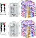 2 x 50 LED Lights Battery Operated String Lights 5 Meter Micro Silver 3AA Cable