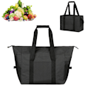 Miniatyrbillede 1 af 5: Isoleret indkøbspose Sort picnic taske Blød køletaske Foldbar køletaske Isoleret madtaske med hårdt foring Stor kapacitet Lunchtaske til camping