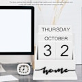 Miniatyrbilde 2 av 5: TS-Tre Clamshell Skrivebordsblokk Kalender Permanent Tre Skrivebordskalender Uke Måned Dato Visning Hjemme Of