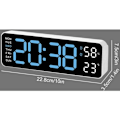 Miniatyrbild 2 av 4: Svart isblå Väggklocka Stor Digital med, Digital LED-klocka med Justerbar Ljusstyrka