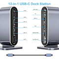 Pikkukuva 3 / 5: TS-12-in-1 USB C -telakointiasema USB C -keskitintelakka kannettavan tietokoneen näyttötelakointiasema USB 3.0 -sovitin Win-käyttöjärjestelmälle