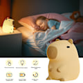 Miniatyrbild 3 av 4: 2024 Capybara Nattlampa, Bärbar Silikon USB Laddningsbar Djurlampa, Söt Capybara Form Touch Control Lampor För Sovrum Vardagsrum Sängbord