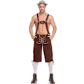 Miniatyrbild 2 av 5: Lederhosen för män - Äkta läder, autentiska tyska Lederhosen för herrar, Oktoberfest-outfit - Kort ljusbrun, brun M