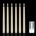6-pack Battery Operated LED Candles with Remote Control and Timer, Flickering Warm White Real Wax Light D