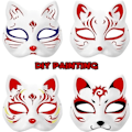 Miniatyrbilde 3 av 5: 10 stk malbare kattemasker, dyrekostymemasker DIY hvite masker Halvmaske for karneval Halloween Barn Cosplay Masker Kostyme Party Favors