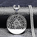 Miniatyrbilde 1 av 4: Sju erkeengler amulett halskjede i rustfritt stål menn segl av salomo talisman halskjede beskyttelse smykker krage hombre_lldxm Db