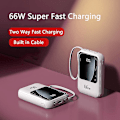 Miniatyrbild 2 av 4: 2024 20000mAh Mini Powerbank 66W Supersnabbladdning Extern Batteriladdare För iPhone Samsung Huawei PD 20W Snabbladdning Powerbank 20000mah svart