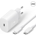 Miniatyrbillede 1 af 4: 25W Hvid Type-C-opladningspakke + Type-C-kabel til Samsung Galaxy A25 A15 A05 A05s A35 A55 (Hvid)