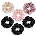 Miniatyrbilde 1 av 5: 6-pakning scrunchies for kvinner, satengscrunchies hårstrikker mykere og glattere enn silkehårstrikker
