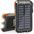 Miniatyrbillede 1 af 3: 2024, Solcelleoplader 20000mAh Solcelleoplader Vandtæt Bærbar Oplader med Dobbelt 5V USB-port/LED