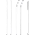 Miniatyrbild 3 av 4: Återanvändbara sugrör i glas, 4-pack dricksugrör med rengöringsborste, 10\" x 10 mm, diskmaskinsäkra