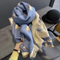 Miniatyrbillede 1 af 4: Damkoft Scarfs i Kashmir, Sjal og Kapper med Fugleprint, Varme Tykke Scarfs, Pled til Kvinder, Nyhed 2024