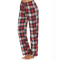 Miniatyrbillede 1 af 4: Bløde flannelternede pyjamasbukser til mænd Mørkerød