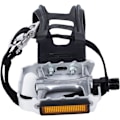 Miniatyrbilde 5 av 5: Sykkelpedal med klips og stropper. Egnet for spinningsykler, trimsykler, treningssykler og utendørssykler, 9/16 tommers aksel.{HH}