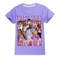 Miniatyrbilde 1 av 3: Taylor Swift Ears Tour Trykket T-skjorte for Barn Tenåringer Musikkonsert Topper Tee Bluse Lilla 170cm
