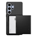 Miniatyrbillede 2 af 2: TS-Spigen Slim Armor CS Cover med kortlomme og stødabsorberende beskyttelse til Samsung Galaxy S25 Ultra - Sort
