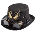 Miniatyrbild 3 av 5: Mode Topphatt Steampunkhatt Halloweenhatt med Växlar Vingar Skyddsglasögon Scenhatt Topphatt för Maskeradfest