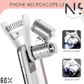 Miniatyrbillede 2 af 5: 60x Clip-on Mikroskopforstørrelsesglas med LED-lys Smykkelup til iPhone, Samsung og flere mobiler (universel)