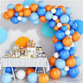 Miniatyrbilde 2 av 5: TS-93 stk Premium Latex Blå, Oransje og Hvit Party Ballongsett for Bursdager