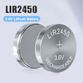 Miniatyrbilde 4 av 5: 5-pakning Lir2450 Lir 2450 3.6v Oppladbare Litiumbatterier Erstatter Cr2450