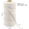 Miniatyrbild 3 av 5: 100 m Vitt Makramé Bomullsrep, 3 mm Jute Bomullsgarn, Bomullsmakramétråd, Snöre, Flätat Repgarn för Presentinslagning Stickning Dekoration