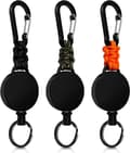 3/4-pack Retractable Keychain with Carabiner – Heavy Duty Badge Reel with 60 cm Steel Wire A-3-Pack