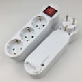 Miniatyrbillede 2 af 4: 3-vejs stikkontakt adapter med afbryder, 3-vejs rund multikontakt multiudtag fordeler stikkontakt