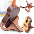 Miniatyrbild 3 av 5: Gitarrställ i trä, golvstativ, hopfällbart, för klassisk akustisk gitarr, bas, med antikollisions-EVA-gummi på kanterna