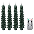 Miniatyrbillede 1 af 5: 4 stk. Flammeløse 9,5\" Koniske Lys, Voks Batteridrevne, 6 Timers Timer, 3D Flimmer, Juletræ/Pejsdekoration