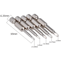 Pikkukuva 2 / 4: TS-5PCS Kolmikantapäinen magneettinen ruuvimeisselikärkisarja S2 terästä 1,8 mm, 2 mm, 2,3 mm, 2,7 mm, 3 mm, 6,35 mm kuusiovarsi, pituus 50 mm