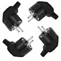 Miniatyrbilde 1 av 4: TS-Støpsel elektrisk hann 250V 16A, 4 stk, vinkelstøpsel, jordet, beskyttelse for elektrisk støpsel, svart